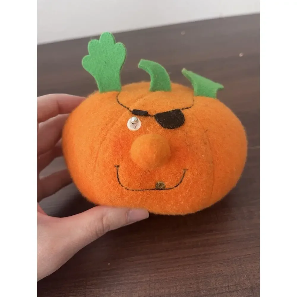 Pumpkin Pirate Halloween Hallmark Plush Felt Stuffed Soft Toy Vintage 1986